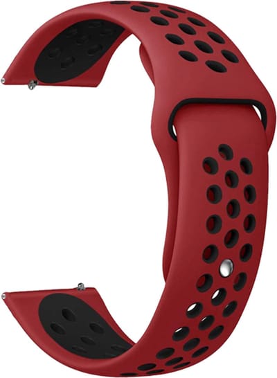 Stravo 20mm Siliconen Sportband - Rood/zwart - Compatibel met Samsung Galaxy Watch 3/4/5/6/7/Pro/Active 2, Garmin Approach/Forerunner/Venu 2 Plus/SQ/Vivomove, Polar Ignite/Unite, Huawei - Geschikt voor mannen en vrouwen, Zacht en Ademend