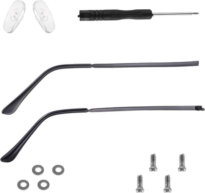 Vervangende Ogensteunen voor Brillen - 2 Paar TR-90 Antislip Temples met Silicone Tips, Schroeven, Neuspads en Schroevendraaier - Complete Reparatieset voor Universele Brillenframes