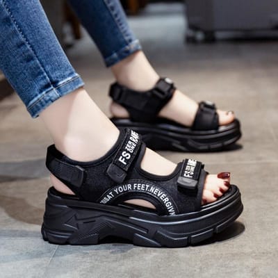 Sportsandalen Dames Dikke Zool Zomer Student Koreaans Poe Hak Strand Schoenen Ins 40