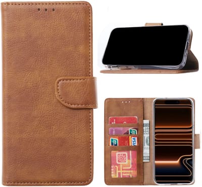 Bookcase Hoesje Geschikt voor Apple iPhone 17 - Lichtbruin - Portemonnee Hoesje met 3 Kaartvakken & Magnetische Sluiting - ZT Accessoires