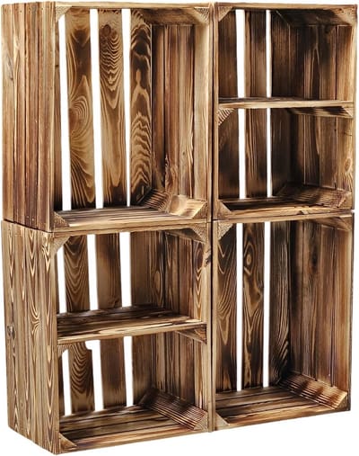 Set van 4 Houten Opbergkisten - Decoratief en Multifunctioneel