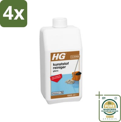 HG Kunststofreiniger Glans 1 liter - Voordeelverpakking - 4 stuks - Vinyl vloer schoonmaken - Linoleum reiniger