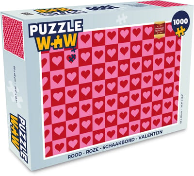 Puzzel Rood - Roze - Schaakbord - Valentijn - Legpuzzel - Puzzel 1000 stukjes volwassenen