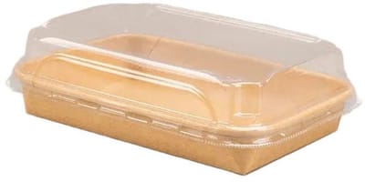 50x Sushi tray karton + deksel 165mm x 115mm x 25mm Kraft - food dinner vis themafeest party