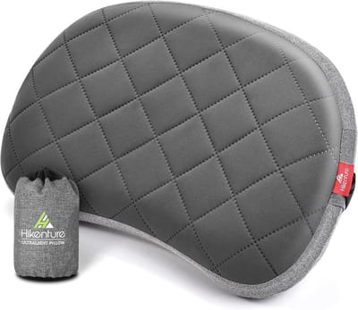 Opblaasbaar campingkussen - Reiskussen hoofdkussen - Kamperen en reizen - Afneembare hoes - 41 x 27 cm - Grijs