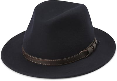 Flavio Marineblauwe Moda Fedora met Platte Rand