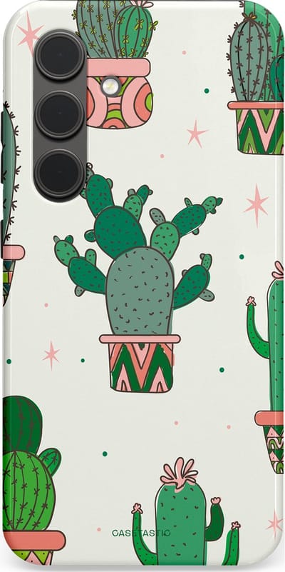 Casetastic Hoesje Geschikt voor Samsung S24 - Stijlvolle Beschermende Duo-layer Case - Zonnige Cactus