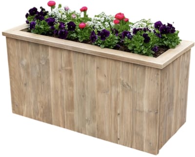 Handgemaakte Grote Plantenbak met worteldoek - Natural - Stevig 130x 45 x 80cm - Plantenbak voor tuin - Terras - buiten - Luxe bloempot - Bloembak