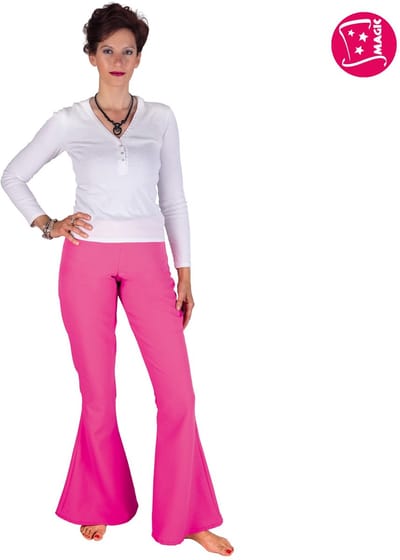 Hippie Kostuum | Wijde Pijpen Broek Diana Soul Roze Vrouw | Small | Carnaval kostuum | Verkleedkleding