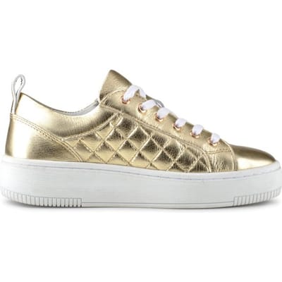 PS Poelman Esquimo - maat 38 - Dames Quilted Leren Tennis Sneakers - Goud