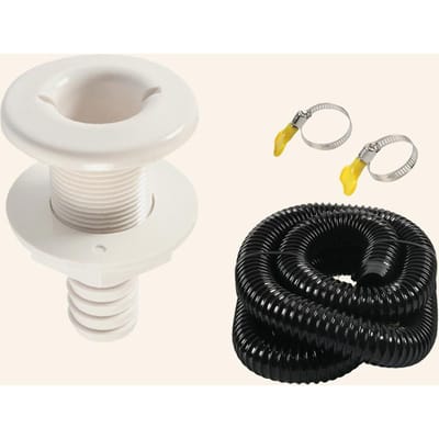 1-1/8  ID afvoerslang Lenspompinstallatieset Bootslang door romp en klemmen