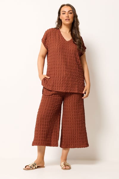 Yours Roestoranje Cropped Broek Met Bubbeltextuur Size 42