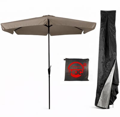 CUHOC - Taupe Parasol met hoes - 3m - stokparasol -Parasol met Volanten Opdraaier en Redlabelhoes