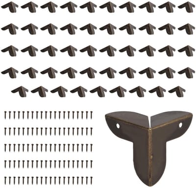 Dailygoods- Hoekbescherming 50 stuks - Metalen hoekbeschermers - Randbescherming - IJzer - Antiek brons - Inclusief 100 schroeven - Hoekbeschermer