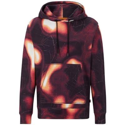Boss Herenhoodie met lange mouwen en patroon, normale pasvorm (Medium Roze)