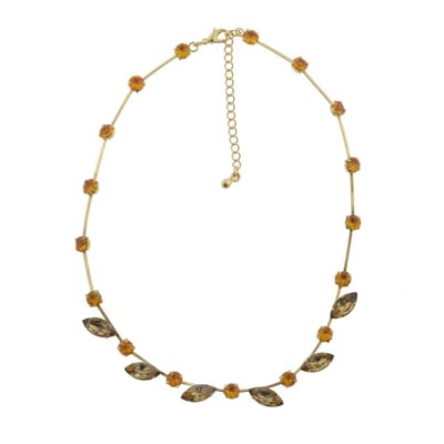 Behave - Ketting - Goud kleur - Dames - Stenen - Bruin - Metaal - 40 cm