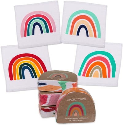 Dailygoods- Washandjes Magische Set - 4-delige Set - Katoenen Handdoeken - Kinderverjaardagen - Gastendoekjes - 30 x 30 cm