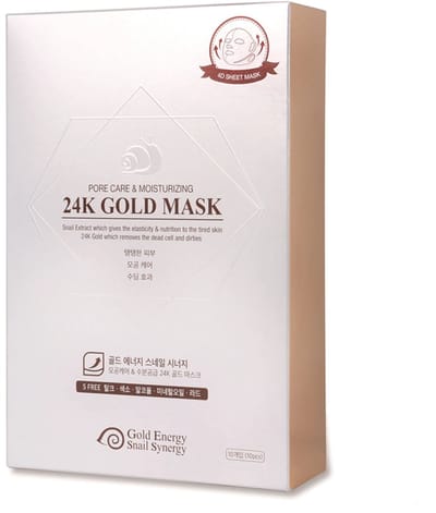 24K Gold Mask Porieverzorging en hydratatie / Poriënverfijnend, voedend bladmasker met 24K goud 10x 33 ml