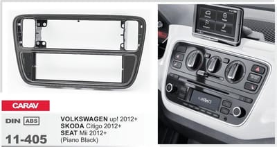 1-DIN SKODA Citigo 2012+ / VOLKSWAGEN up! 2012+ / SEAT Mii 2012+ (Piano Black) afdeklijst / installatiekit Audiovolt 11-405