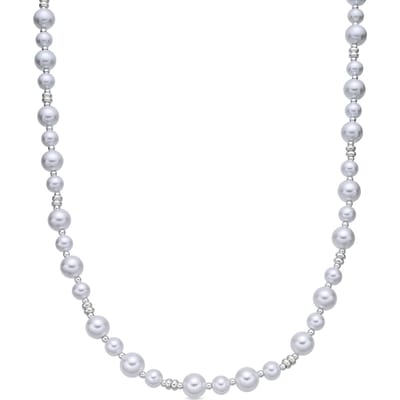 Luxenter Ketting met witte parel en rhodiumafwerking - Akio
