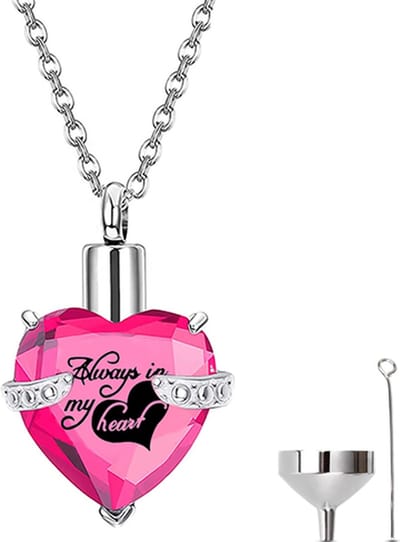 Luxe Ashanger - met Ketting - Voor As, Haren of Parfum - Assieraad - As Ketting - Gedenksieraad - Urn - Incl. As vuller en Opbergzakje - Roze