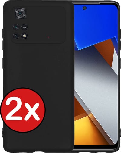 Hoesje - 2 Stuks - Geschikt voor Xiaomi Poco X4 Pro 5G - Sterk & Shockproof - Telefoonhoes - Back Cover - Case Siliconen - Telefoon Hoes - Zwart