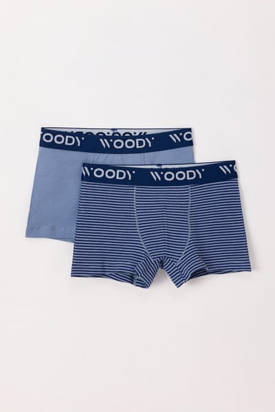 Woody - Jongens Boxers - Blauw/ Blauw Gestreept - 4 jaar/104