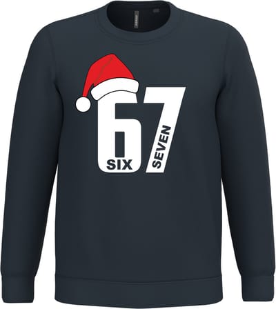 Kersttrui 67 Six Seven Kerstmuts | Foute Kersttrui heren dames | Christmas Sweater | Navy | maat 104/116