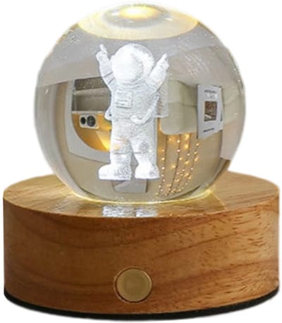 longziming -Kristallen Bol met 3D Planeten – Sfeervolle LED Verlichting – Decoratie voor Bureau & Slaapkamer – Educatief Cadeau
