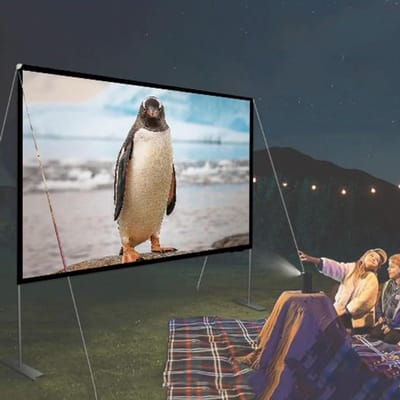 Projectiescherm met standaard - Draagbaar filmscherm - Buitenfilms kijken - Kreukvrij en wasbaar - 80 inch - Wit
