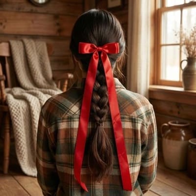 Lange Rode Strik Haarspeld van Stof voor Meisjes en Vrouwen, Schattige Haaraccessoires voor Elke Dag en Feestelijke Gelegenheden, Perfect voor Lang Haar en Mode