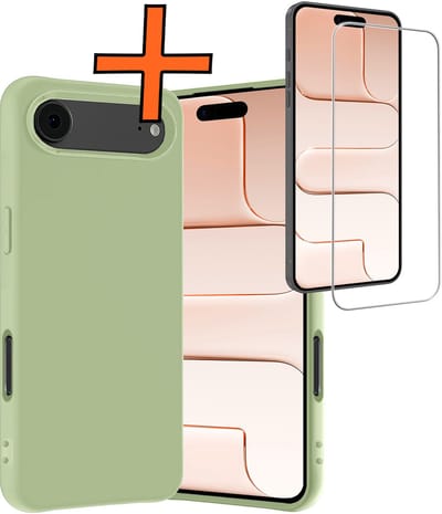Hoes - Met Screenprotector - Geschikt voor Apple iPhone Air - Sterk & Shockproof - Back Cover - Siliconen Case - Telefoon Hoes - Groen