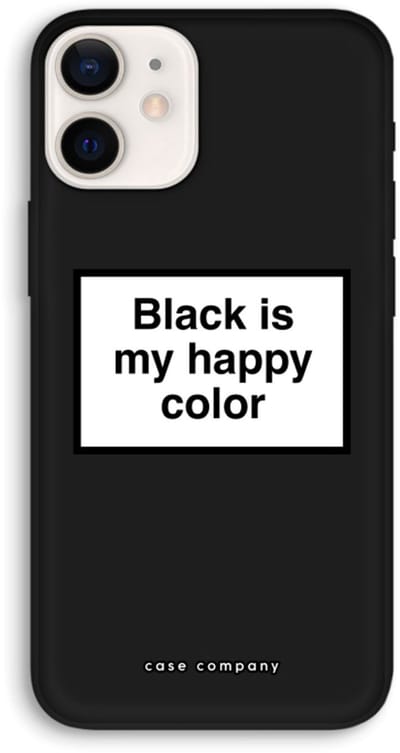Case Company® - Hoesje geschikt voor iPhone 12 hoesje - Black is my happy color - Biologisch Afbreekbaar Telefoonhoesje - Bescherming alle Kanten en Schermrand