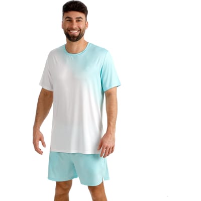 BIDI BADU Crew 2.0 T-shirt Heren-turkoois, wit