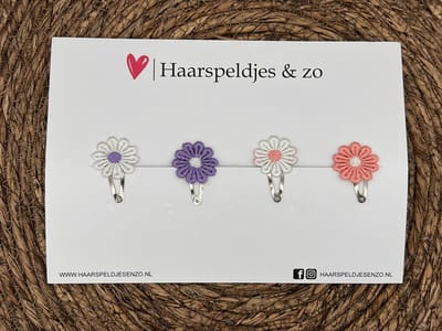 Haarspeldje flower setje 3 - bloemen - voorjaar - zomer - 3 cm speldjes