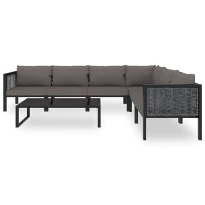 vidaXL - 7-delige - Loungeset - met - kussens - poly - rattan - antraciet