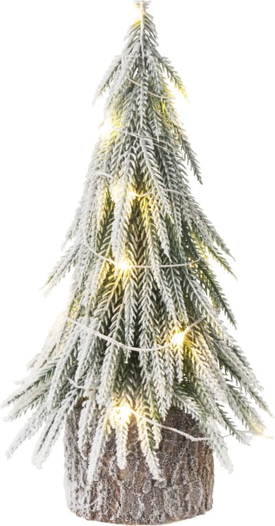 J-Line decoratie kerstboom Sneeuw - kunststof - groen - small - LED lichtjes
