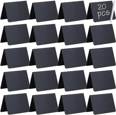 20 stuks Mini Krijtbord Naambordjes – Voor Buffet, Feest, Bruiloft en Bakkerij – Tafel Krijtbord Etiketten – Eenvoudig Beschrijfbaar en Wisbaar – 4x3 inch