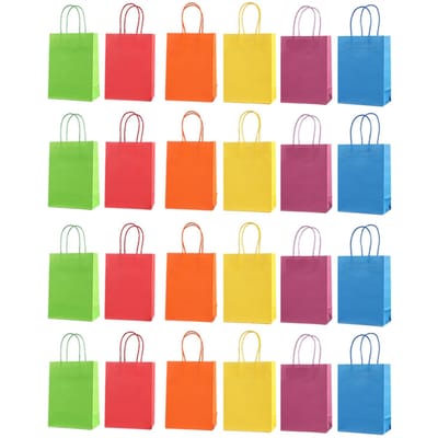24 STUKS Kleur Papieren Zakken Draagbare Verpakking Cadeautas Accessoire voor Shoppen Verjaardagsfeestjes