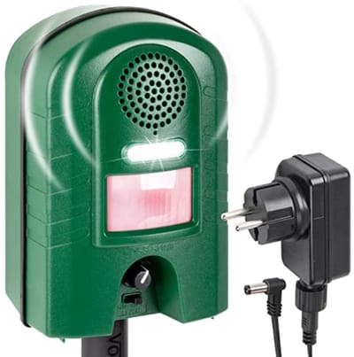 SnelShoppen - VOSS.sonic 2800 Ultrasone Verjager met Bewegingsmelder en Flits - Dieren Afweer voor Marters, Katten, Wasberen - Inclusief Netadapter en