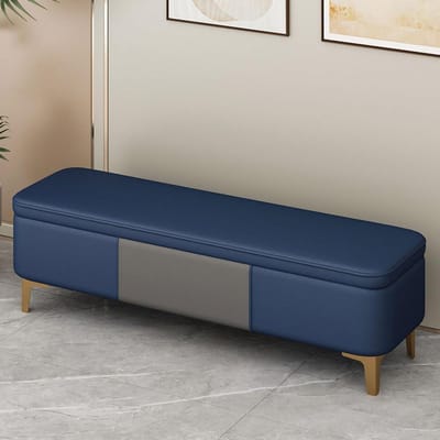 Opbergbank met opbergruimte - Schoenenbank Poef - Entree Organiseren - Waterproof Cat Claw Leer - 60x40x40cm - Donkerblauw