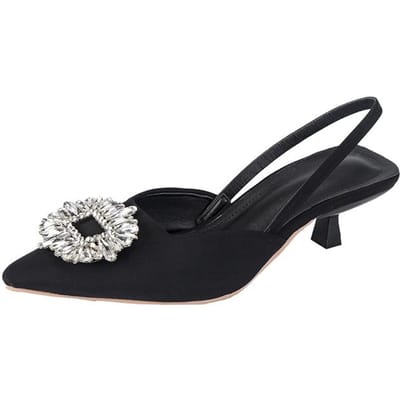 Chaussures pour femmes, nouvelles chaussures d'été à talons hauts avec strass pour femmes, escarpins à bout pointu pour femmes, sandales grande taille 35 ~ 43 37 noir