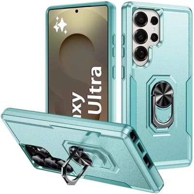 Schokbestendige Armor Matte Kickstand Telefoonhoesje Voor Samsung Galaxy S26 S25 S24 S23 S22 S21 Ultra Plus Magnetische Ringhouder Cover S21 groen