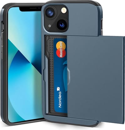 Backcover geschikt voor Apple iPhone 14 Plus - Donkerblauw - Hard PC - Pasjeshouder