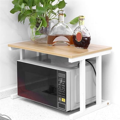 Dailygoods- Magnetronrek Ruimtebesparend - Keukenrek Staand - Dubbellaags Design - 57 x 38 x 35 cm - Veilig en Duurzaam - Organiseer je Keuken