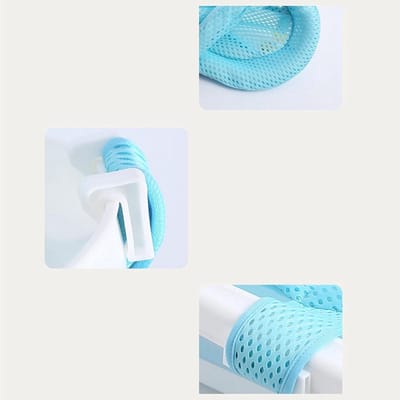 Babybad net - Badondersteuning baby - Veilig badderen - Verstelbare bandjes - 97x67cm - Blauw