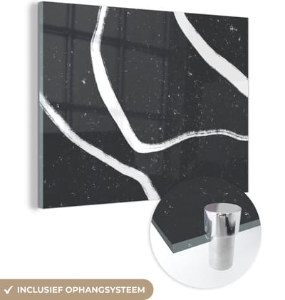 MuchoWow® Glasschilderij 120x90 cm - Schilderij acrylglas - Lijn - Minimalisme - Design - Foto op glas - Schilderijen