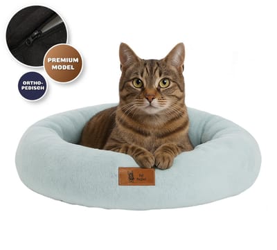 Pet Perfect Orthopedische Donut Kattenmand 60 cm – Kattenkussen – Luxe Kattenbed – Wasbaar – extra gevuld - Grijs
