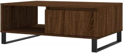 Salontafel - Bijzettafel Banktafel - Woonkamer Inrichten - Met Opbergvakken - 90x60x35 cm - Bruin Eiken