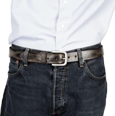 Leren Riem Antraciet Van 3,5 cm Breed - Dames Riem Of Heren Riem - Maat 115 cm (Taillemaat tot 100 cm)